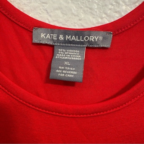 Kate & Mallory Red Fringe Sleeveless Knee-Length Dress Women's XL Stretchy Party - Picture 5 of 6